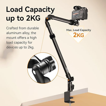ULANZI ZJ02 Camera Desk Mount Overhead Magic Arm, 98cm/38.6inch Aluminum - Image 8