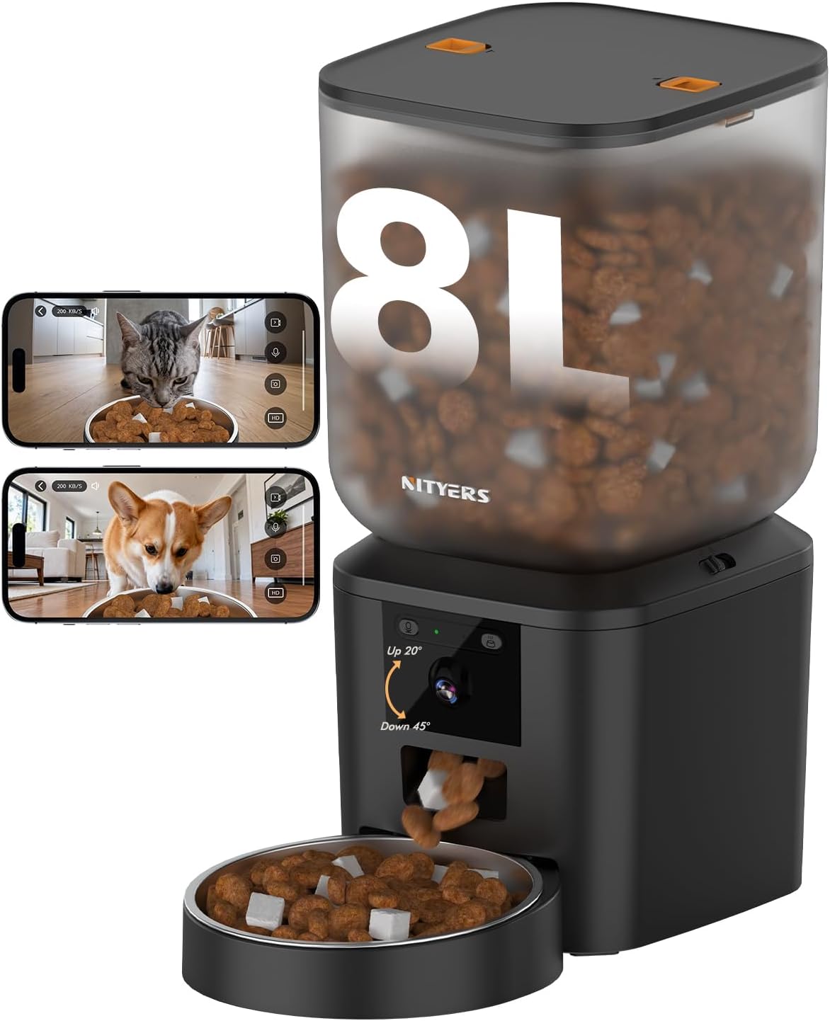 automatic dog feeder with 2k cameras - 8l/, main product view