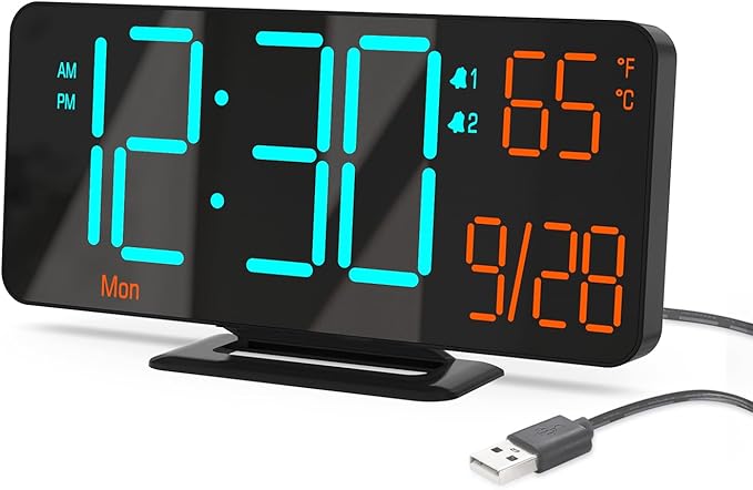 KOSUMOSU Alarm Clocks for Bedrooms, 6.7" Black Small Digital Clock LED by KOSUMOSUTECHNOLOGY