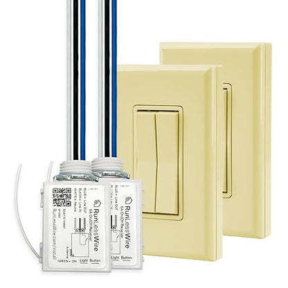 RunLessWire 3-Way Fan & Light Battery-Free DIY Kinetic Wireless Light Switch Kit by RunLessWire