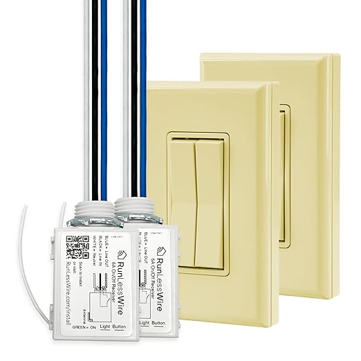 RunLessWire 3-Way Fan & Light Battery-Free DIY Kinetic Wireless Light Switch Kit by RunLessWire