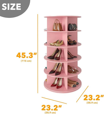SpaceAid 5 Tier Rotating Shoe Rack Tower, Spinning Shoe Display Lazy Susan - Image 2