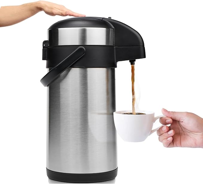 Airpot Coffee Dispenser with Pump - 140 oz Insulated Stainless Steel Coffee by Vondior