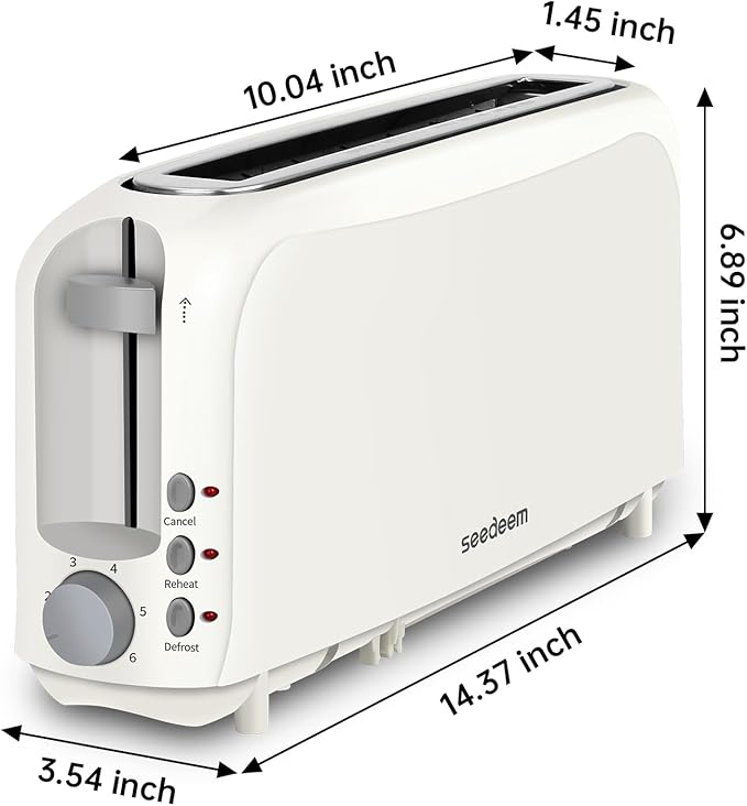 SEEDEEM 2 Slice Slim Toaster, Single 10" Long Slot Toaster Fits Bagels & - Image 5