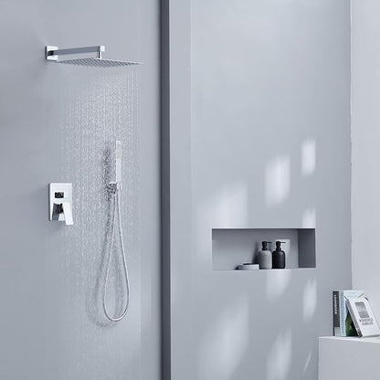 Iriber Chrome Shower System 10 Inch High Pressure Rainfall Shower Head and - Image 9