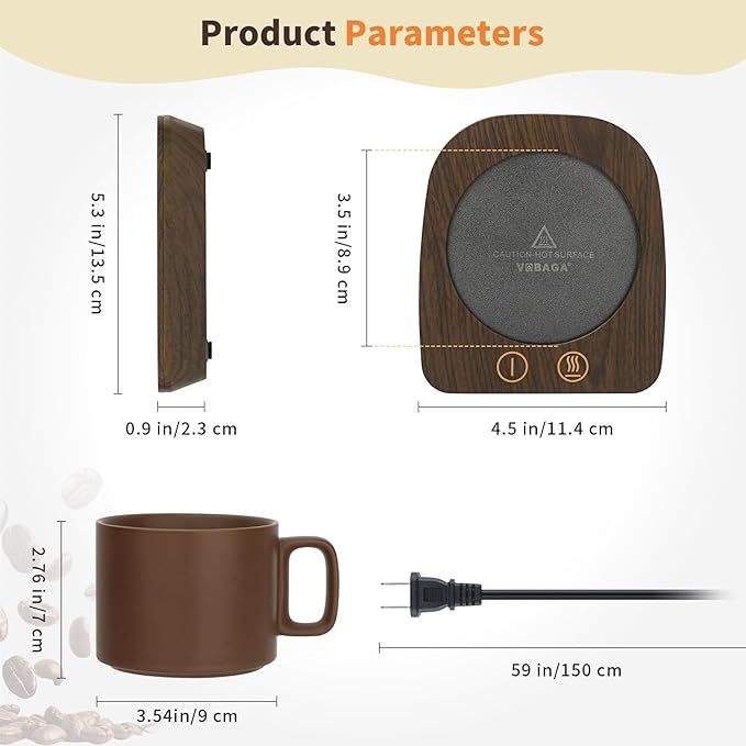 VOBAGA Coffee Mug Warmer & Mug Set, Coffee Cup Warmer - Image 2
