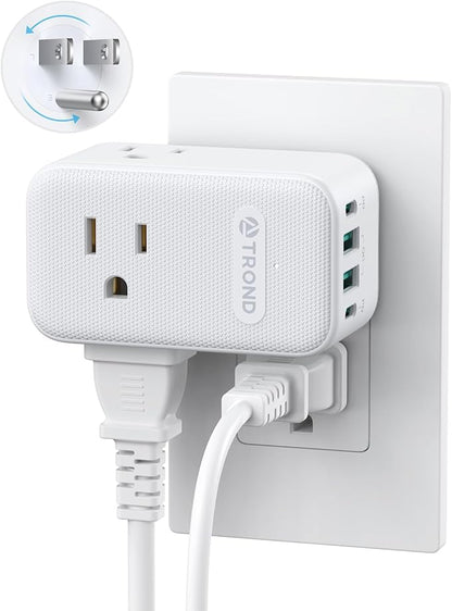 TROND Outlet Extender with 360 Rotating Plug, 3 AC Outlet Splitter with 2 PD by TRONDOfficial