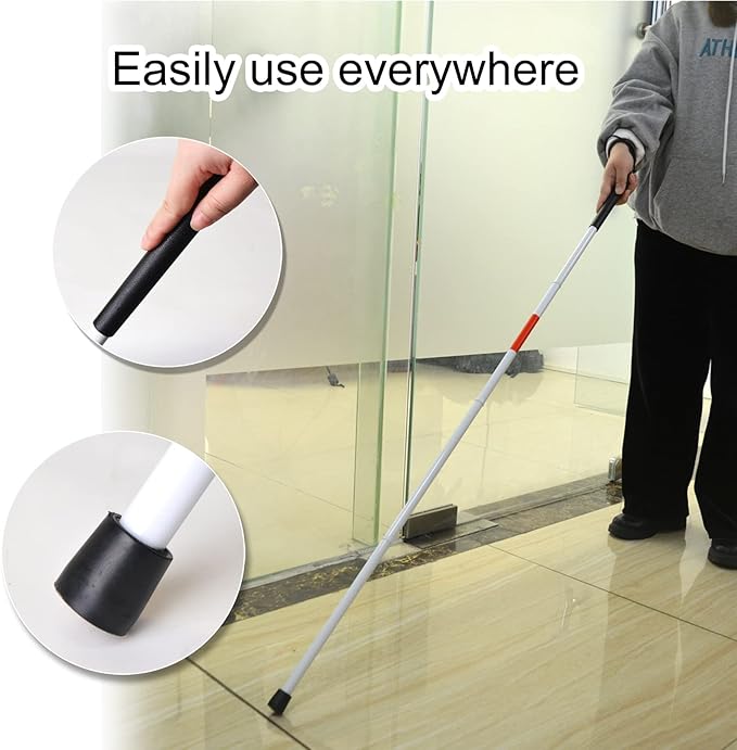 Baitaihem Folding Blind Cane Reflective Red Folding Walking Stick - Image 5