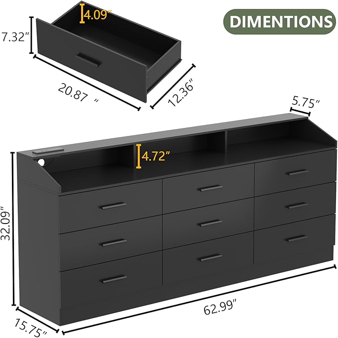 9 Drawers Dresser, Dresser for Bedroom - Image 2