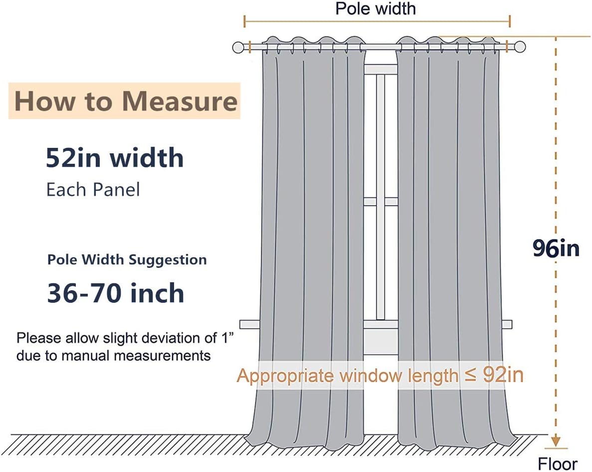 SINGINGLORY Velvet Curtains 2 Panels Set Blackout Thermal(W52xL96,Black) | Soft and Heavy,Environment-Friendly and No Chemical Coating,Easy to Install and Slide for Bedroom and Living Room