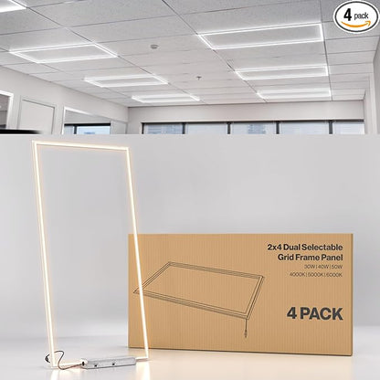 Sunco 2x4 Edge-Lit Frame LED Panel Lights, Drop Ceiling Flat Light Fixture by SuncoLighting