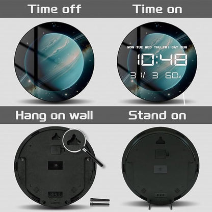 Timethink 12'' Planet Uranus Digital Wall Clock Large Display, Space Solar - Image 5