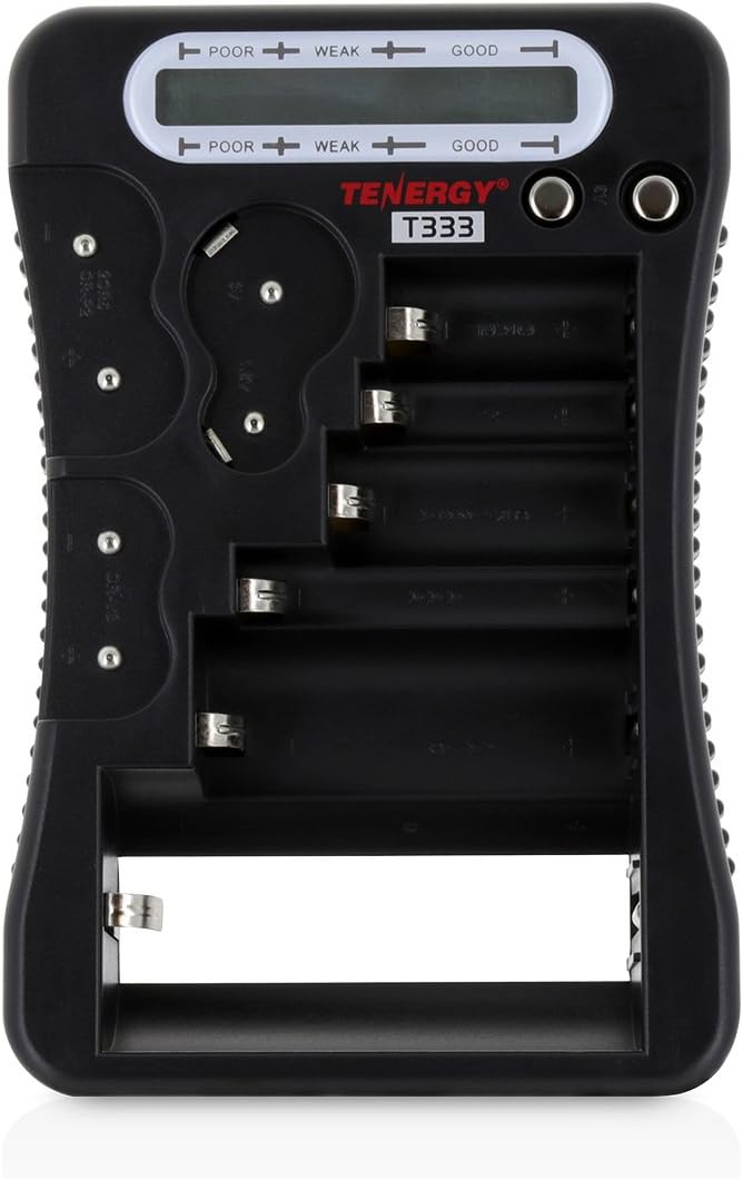 Tenergy T-333 Universal Battery Tester, LCD Display, Cell Checker, by Tenergy