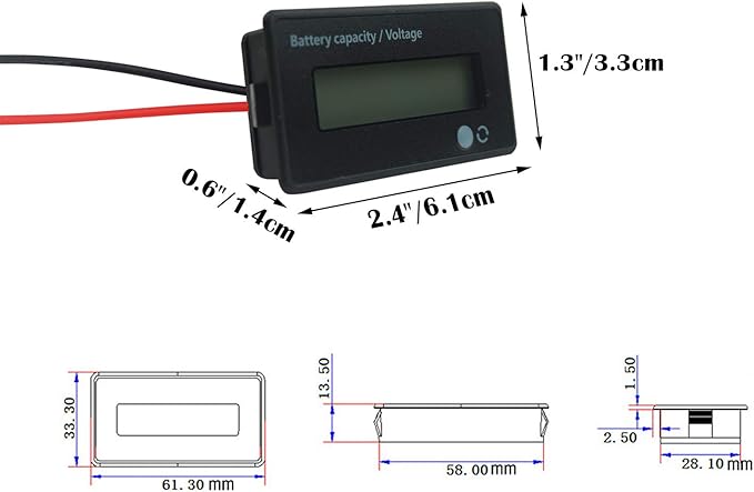 12V 24V 36V 48V Battery Meter, Voltage Indicator, Lead-Acid & Lithium Ion - Image 3