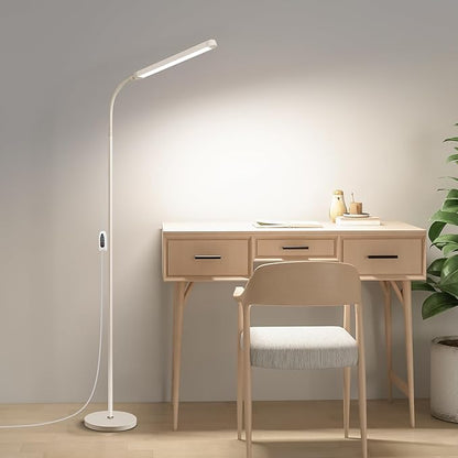 White LED Reading Floor Lamp, Bright 12W Dimmable Standing Light, Adjustable by dujunlinghang