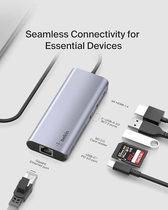Belkin USB C Hub, 6-in-1 MultiPort Adapter Dock - Image 6