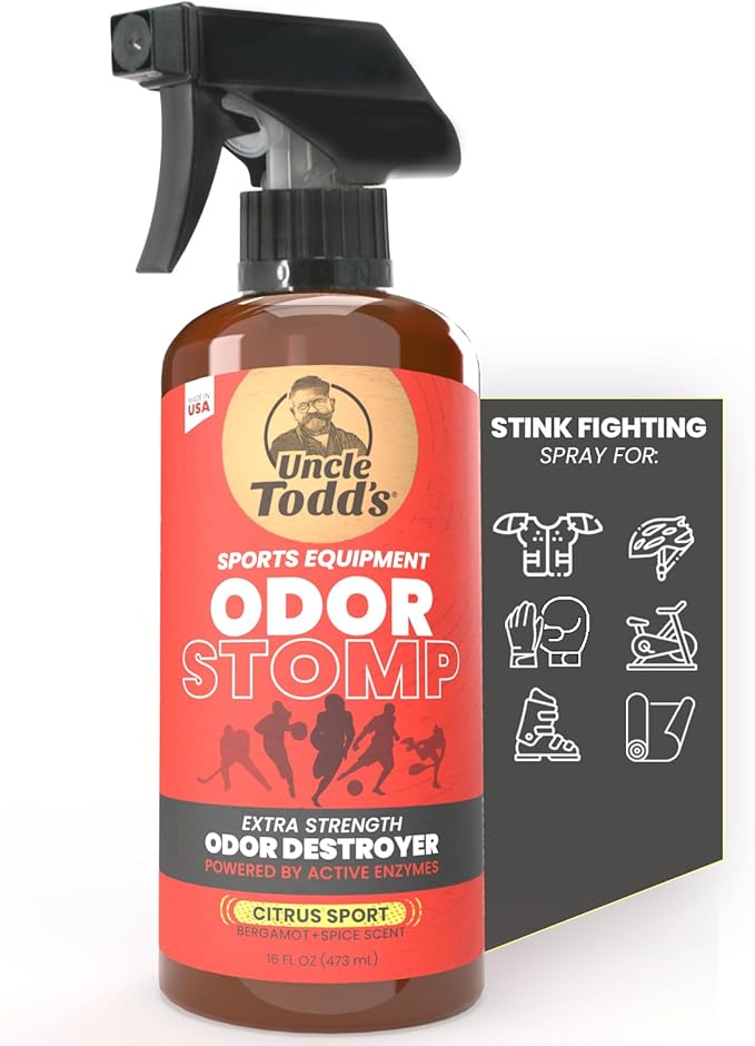 Uncle Todd’s Odor Stomp Sports Equipment Odor Eliminator Spray by UncleTodds