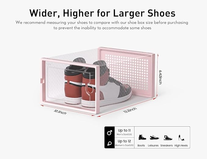 Kuject X-Large Shoe Storage Boxes Organizers Clear Plastic Stackable 12 Pack - Image 2