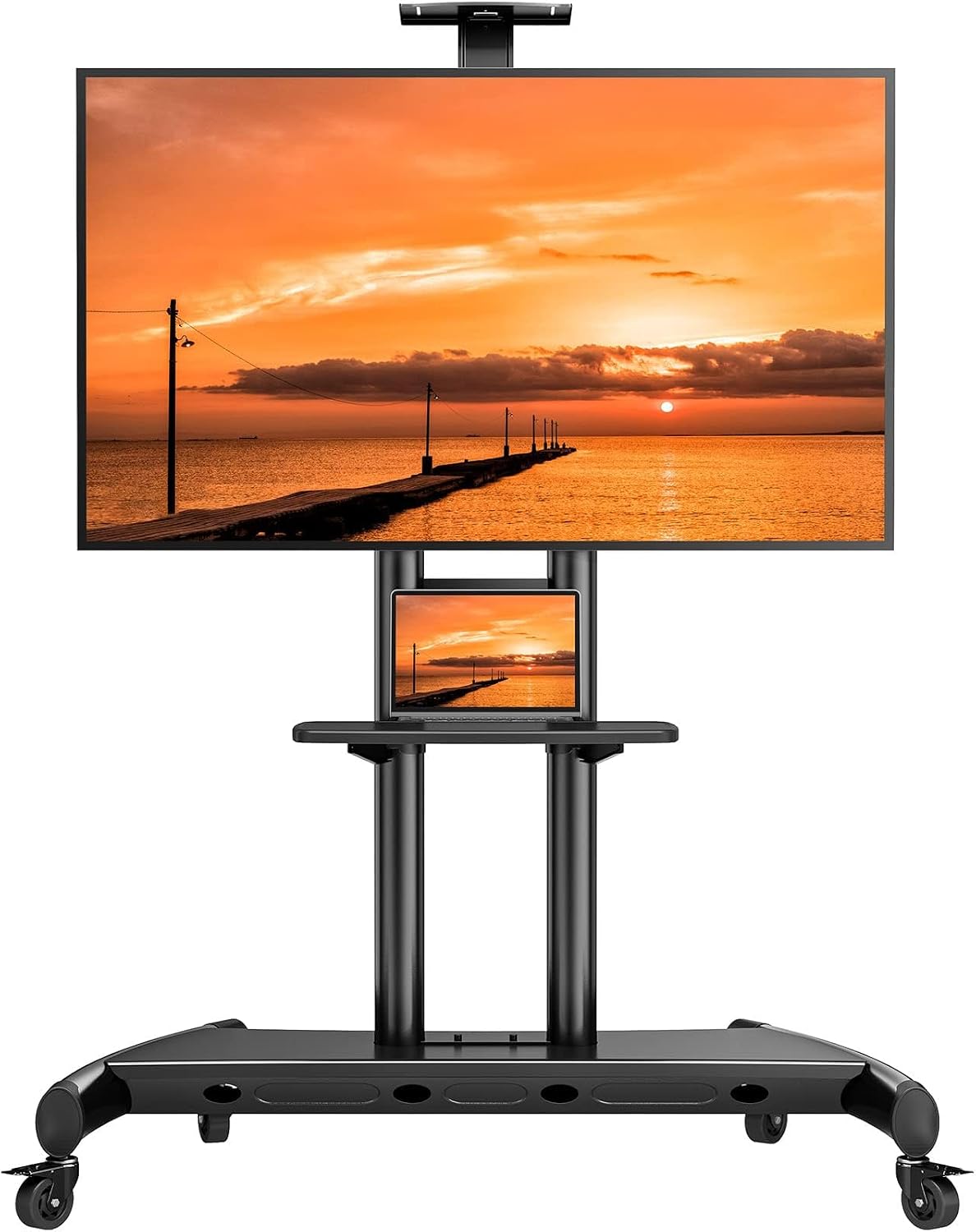 perlegear rolling tv stand, portable tv stand on, main product view