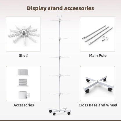 YEOOE Retail Display Racks 5 Tier Spinning Display Stand, Movable Shop Spinner - Image 4
