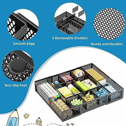 marbrasse expandable desk drawer organizer, mesh drawer organizer, package contents