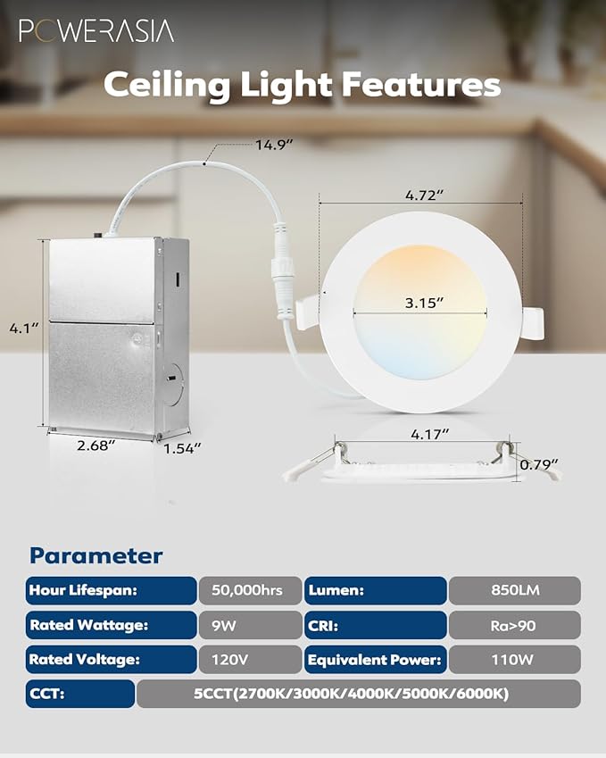 12 Pack 4 Inch Ultra-Thin LED Recessed Ceiling Light - Image 2