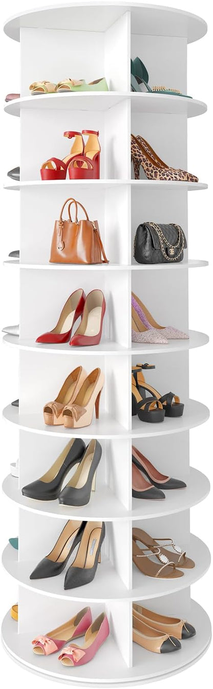 SpaceAid 8 Tier Rotating Shoe Rack Tower, Spinning Shoe Display Lazy Susan by SpaceAid
