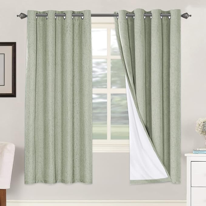 H.VERSAILTEX Linen Blackout Curtains 72 Inches Long 100% Absolutely Blackout by HVERSAILTEX