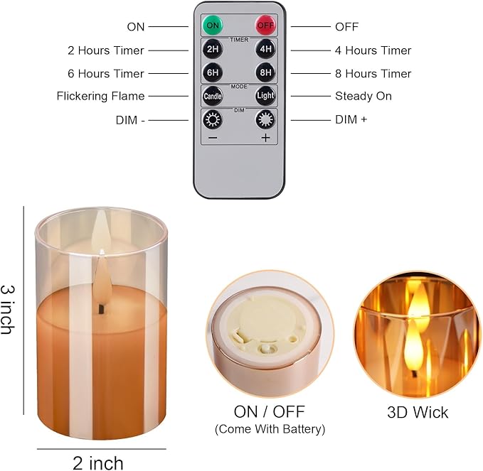 6Pack Glass Flickering Flameless Candles - Image 5