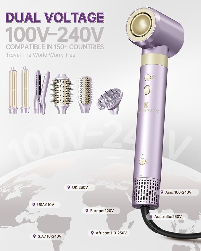 Hair Dryer Brush 8-in-1 Dual Voltage Hot Air Styler – Fast-Drying 110, 000 RPM - Image 5