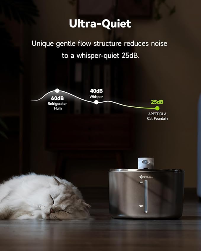 Wireless Cat Water Fountain Stainless Steel, 135floz/4L Battery Operated - Image 8