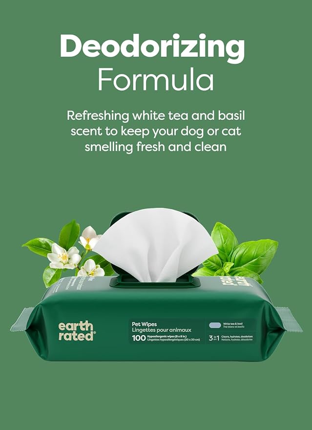 Earth Rated Pet Wipes for Dogs and Cats, Hypoallergenic, 3-in-1 Cleaning - Image 6