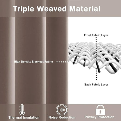JIUZHEN Tan Blackout Curtains - Image 4