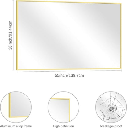 36x55inch Bathroom Mirror, Large Rectangular Wall Mirror - Image 4