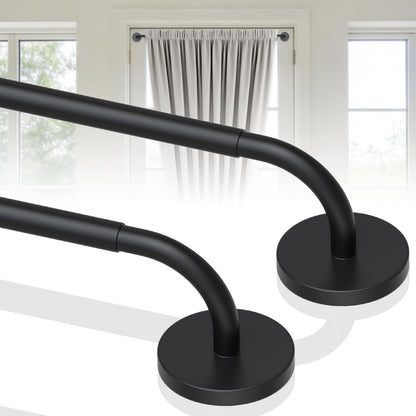 2 Pack Magnetic Curtain Rod for Door, 18-30 Inch Magnetic Curtain Rod for Metal Doors, 1/2" Diameter, Multi-use Magnetic Door Curtain Rods, Strong Magnetism Easy Install No Tools, Black