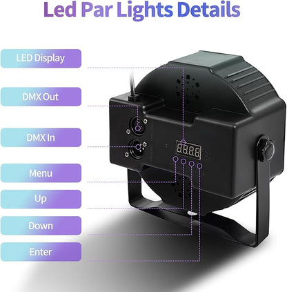 SmarketBuy Stage Lights with Sound Activated & DMX Control, 8 Pack 18x3 W LED - Image 3