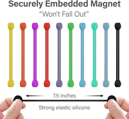 30-Pack Magnetic Cable Ties – Snap-On Silicone Magnetic Cord Ties - Image 3