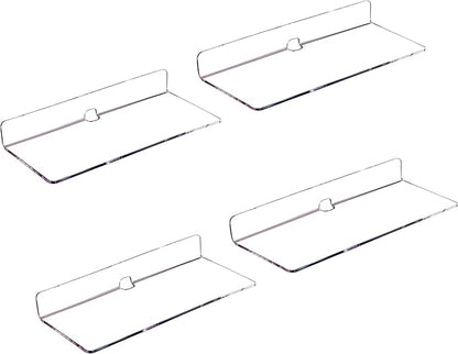IEEK 4 PCS Clear Small Acrylic Floating Wall Shelves, 9 Inch Adhesive Display by IEEK