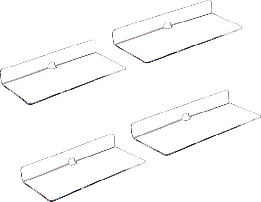 IEEK 4 PCS Clear Small Acrylic Floating Wall Shelves, 9 Inch Adhesive Display by IEEK