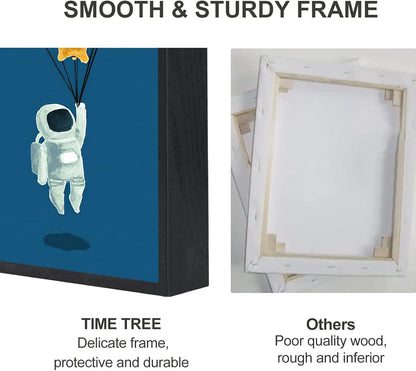 Framed Space Room Decor, 4 Piece Canvas Wall Art, 12x16 Inch | Space Room Boho Large Wall Decor Astronaut Rocket Planet Painting Prints Inspirational Art for Living Room Bathroom Bedroom
