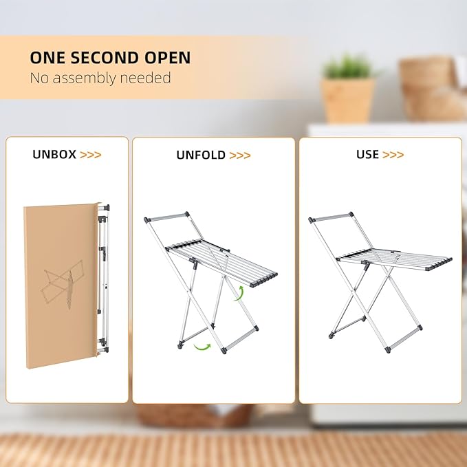 Unkqan Clothes Drying Rack, Foldable Laundry Rack - Image 6