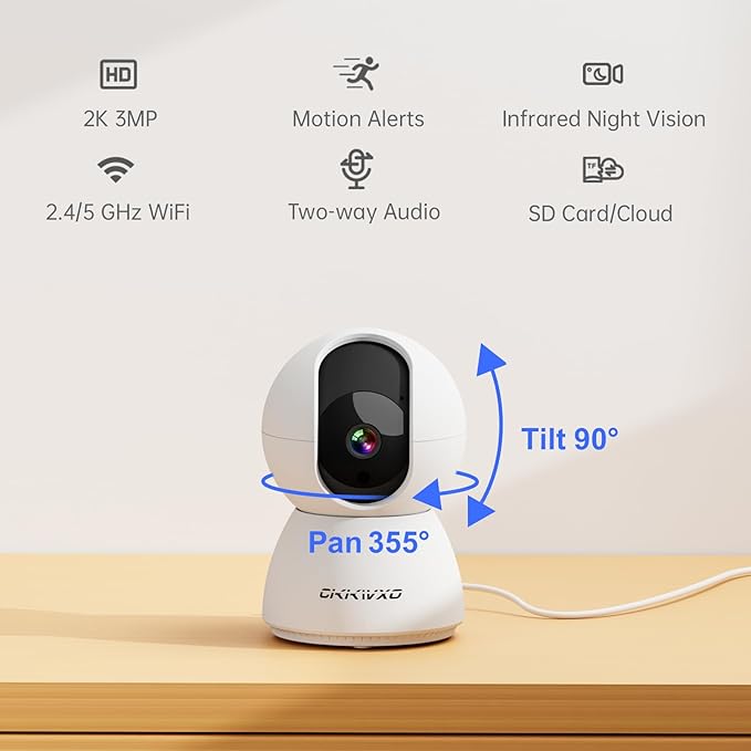 2.4&5G WiFi Indoor Security Camera, 2K HD Pan/Tilt Cameras - Image 2