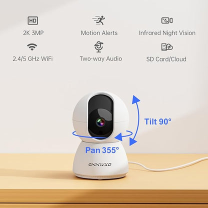2.4&5G WiFi Indoor Security Camera, 2K HD Pan/Tilt Cameras - Image 2