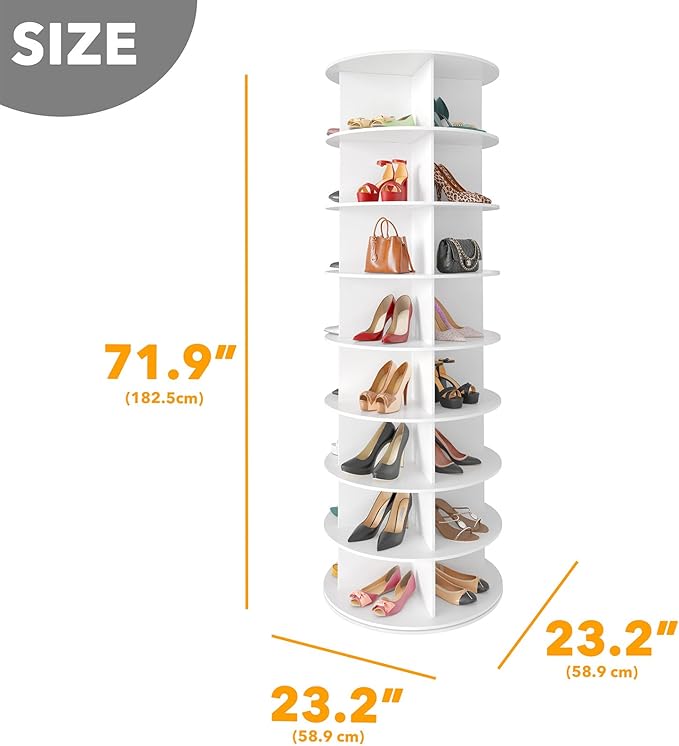 SpaceAid 8 Tier Rotating Shoe Rack Tower, Spinning Shoe Display Lazy Susan - Image 2