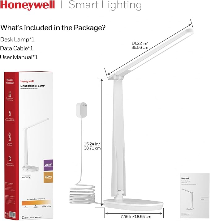 Honeywell LED Desk Lamp for Home Office, Eye-Caring Light - Image 7
