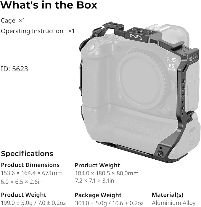SmallRig R5 Mark II with Battery Grip BG-R20 Camera Cage - Image 9