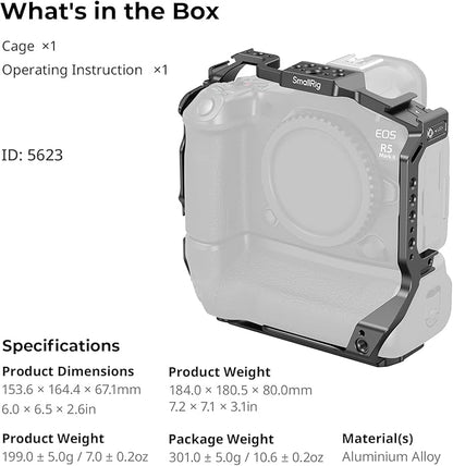 SmallRig R5 Mark II with Battery Grip BG-R20 Camera Cage - Image 9