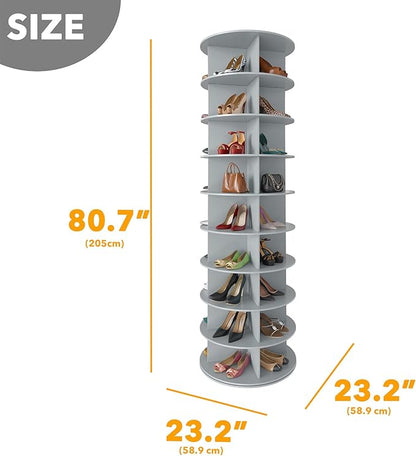 SpaceAid 9 Tier Rotating Shoe Rack Tower, Spinning Shoe Display Lazy Susan - Image 2