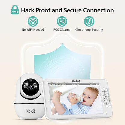 7" 1080P Full HD Video Baby Monitor No WiFi, 100 Hrs 5000mAh Battery Runs 4 Days - Image 7