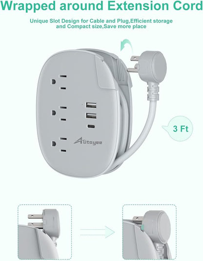 Alitayee USB C Portable Travel Power Strip - Image 4
